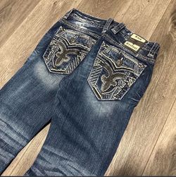 Rock Revival Jeans with Fleur-de-Lis Embroidery
