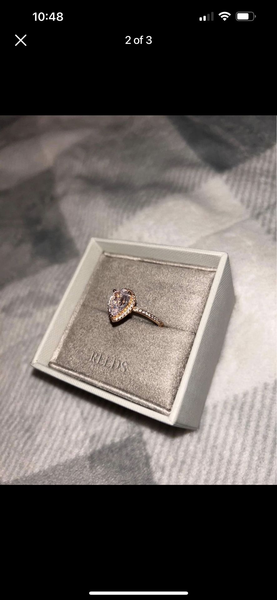 Pandora Sparkling Teardrop Halo Ring rose gold