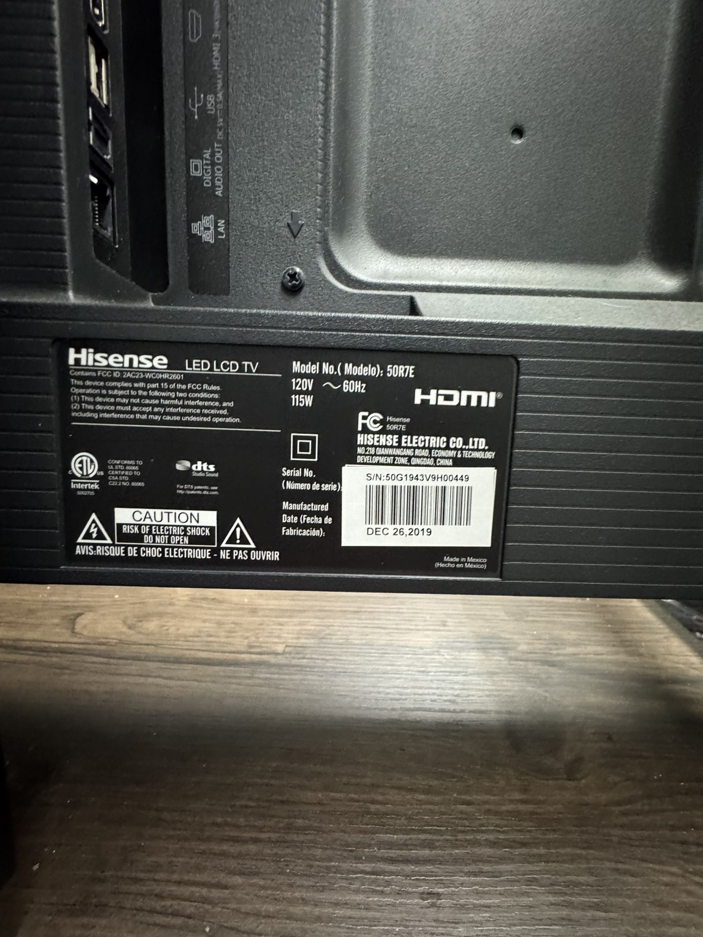 Hisense 50” Tv