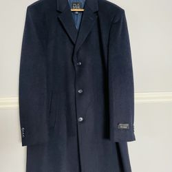 Joseph A. Bank Traditional Fit Wool Blend Topcoat. Sz. 42 Reg.- Navy- New.