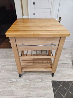 Catskill Craftsmen Baby Grand Workcenter With Drop Leaf Kitchen Island Cart