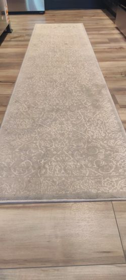 Beige Floral Runner Rug
