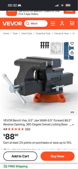 VEVOR Bench Vise 6.5" Jaw Width