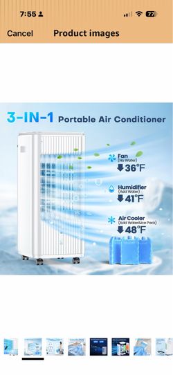 3-in-1 Portable Evaporative Air Cooler / Swamp Cooler