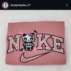 Custom Embroidered Hello Kitty  Dia De Los Muertos Crewnecks 