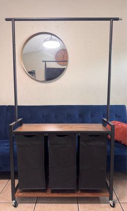 Laundry Sorter Cart with Hanging Rod -NEW (2088/🏡)