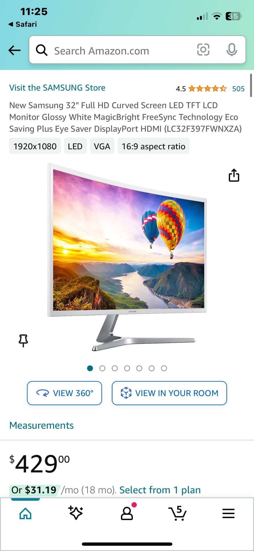 Samsung 32 Inch Curved LCD Monitor 