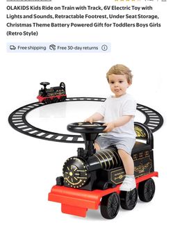 OLAKIDS 6V Kids Ride-On Train with Track