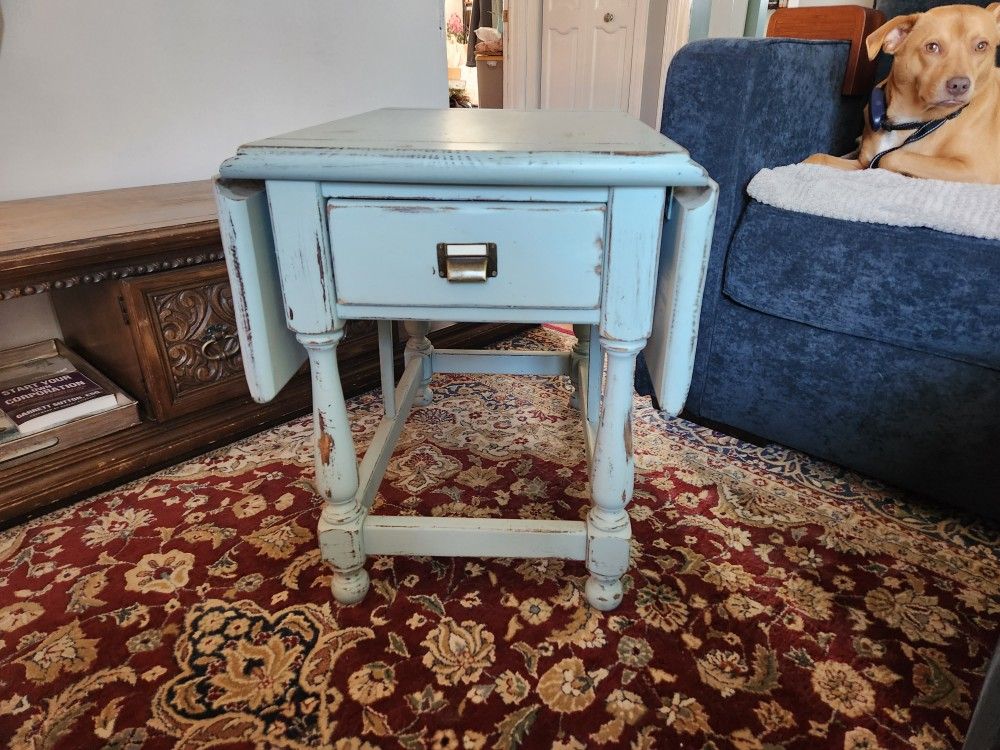 Pair Of Custom Painted Distressed Antique End Tables