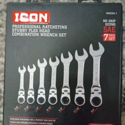 Icon Stubby Flex Head Head 7 Peace Combination Wrench Set