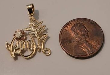 14K Yellow and Rose Gold #1 MOM Pendant