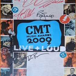 Jason Aldean, Trace Adkins, Kellie Pickler, Dierks Bentley, Bill Engvall, & Joe Elliott autographed CMT Music Awards 2009 Poster