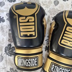 Ringside Boxing Gloves, Color, Gold, Black Size 16 OZ