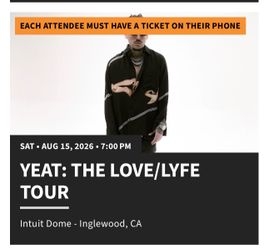 YEAT concert ticket Love/Lyfe Tour