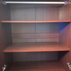 2 Door Wardrobe Armoire with Adjustable Shelves, Mahogany.