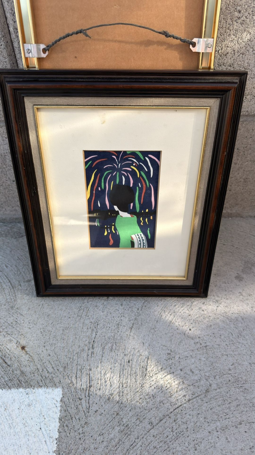 Vintage Japanese Woodblock Print “Fireworks” by Yumeji Takehisa – Framed Fine Art
