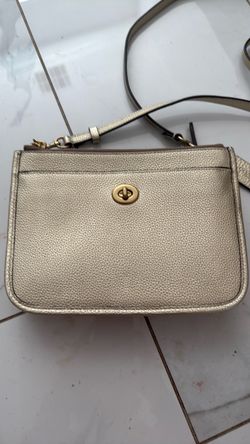 Vintage Coach Gold Pebbled Leather Crossbody Bag