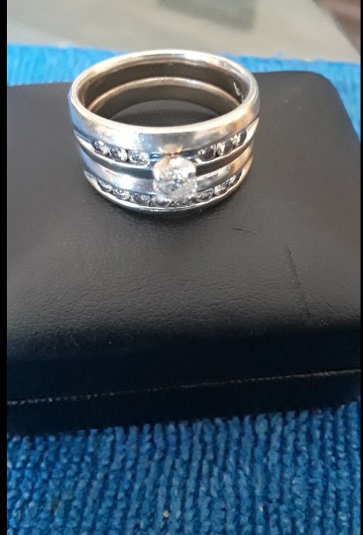 Wedding Ring 10k white gold set