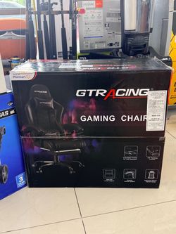 GTRACING Gaming Chair with Footrest – Black – Reclining Ergonomic Computer Chair