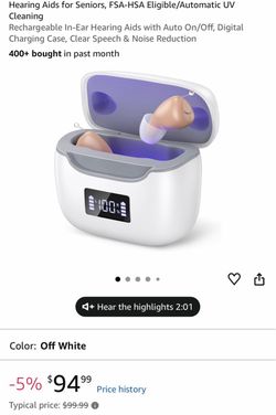 Rechargeable OTC Hearing Aids with UV Cleaning Case. NEW.