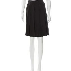 Chanel Black Pleated Silk Skirt 