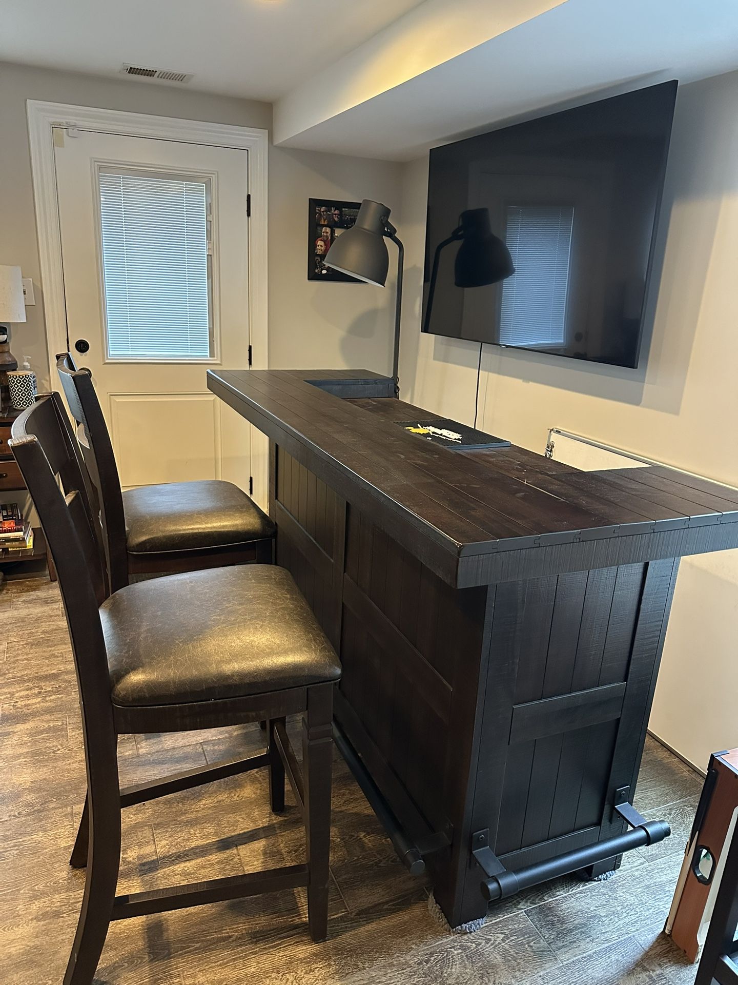 Bar And Chairs, Farmhouse Style, 80” X 28”