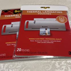 2-Pack Scotch Thermal Laminating Pouches 5x7 Photo Size/5 MIL 20 Pouches Each.