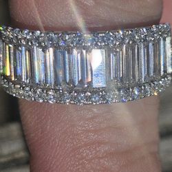 14k White Gold Ring With 3 Carats Of Baguette Diamonds.
