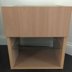 End Table Or Night Stand With Storage Drawer & Glass Shelf