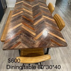 Near new Dining Table With Leather Chairs