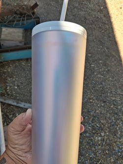 Frosted Plastic Tumbler with Straw