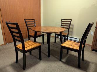 Holland House 5-Piece Round Drop-Leaf Dining Set, Solid Wood Finish