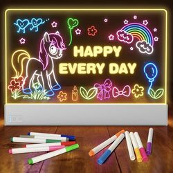 LED Note Board,13.7"x10" Lumiboard LED Drawing Board for Kids, 4 Modes & 7 Colors Acrylic Rechargeable Dry Erase Board with Light, Stand and 12 Marker