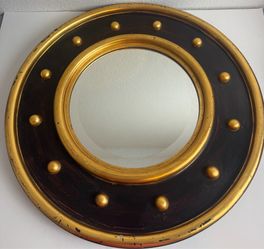 Bullseye Convex Wall Mirror Round Black Inner Frame Decorative Accent