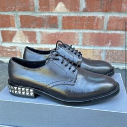 Ash Black Leather Oxford  w. Studded Heel