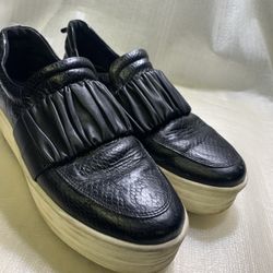 Daniella Lehavi Black Leather Platform Slip-On Shoes Women’s EU 37 Comfort Shoe 