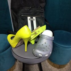 Purse, Crocs Shoes, &Heels With matching Belt