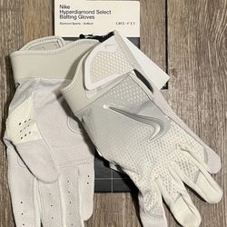Brand New Nike Hyperdiamond Select White Softball Batting Gloves Diamond Sports Women Girls Size Small