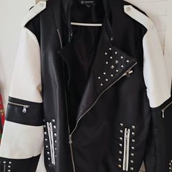 INC Leather Bomber Jacket 