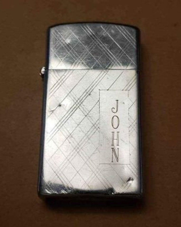 Vintage Zippo Slim Lighter- 1975 Monogrammed JOHN