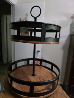 Two Tier Wooden Decorative Tray