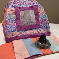 American Girl Doll Camping Tent, Sleeping Bag & CampFire, 22”x 16.5” x 14”
