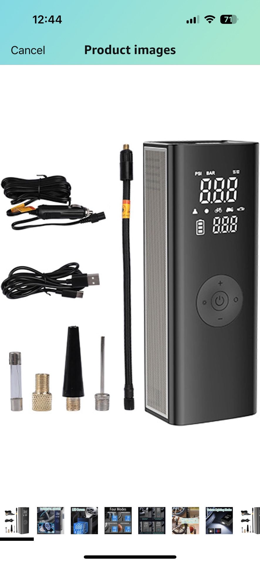 Portable Air Compressor Tire Inflator 150PSI Air Pump 3 * 2600 mAh Car Tire Pump with Digital Pressure Gauge LED Light for Motorcycles Cars Mountain B