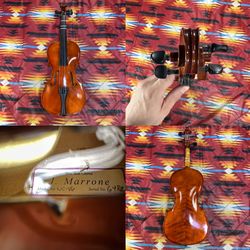 22” Vintage Brown Violin Deo Soli Gloria J. Marrone Model WC-V6
