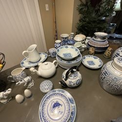 Blue Ware Dishes Some Asian, Some European