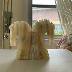 Genuine Onyx book holders 2 pieces set Head of Horse 