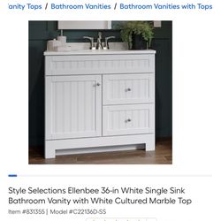 36in White Bathroom Vanity