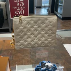 Louis Vuitton White Embossed Monogram Purse