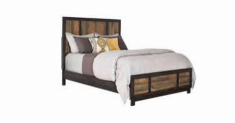 Picket House Harrison Queen Rustic Wood Panel Bed bed frame set with box spring