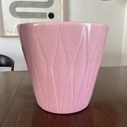 Vintage Bauer Pinnacle Ceramic Art Deco Speckled Pink Planter Pot MCM Plant